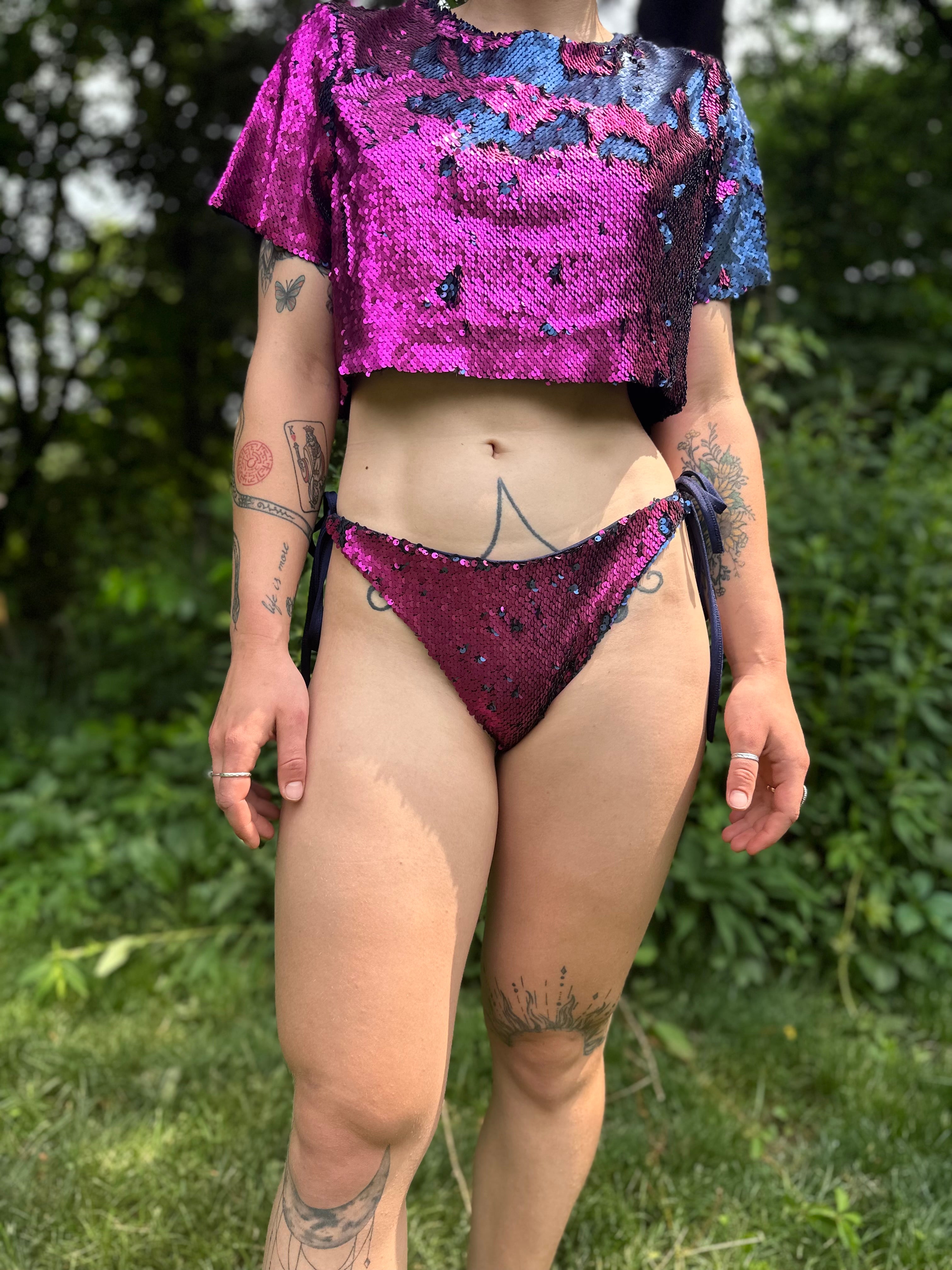 Starstruck Sequin Bottoms in Magenta & Navy