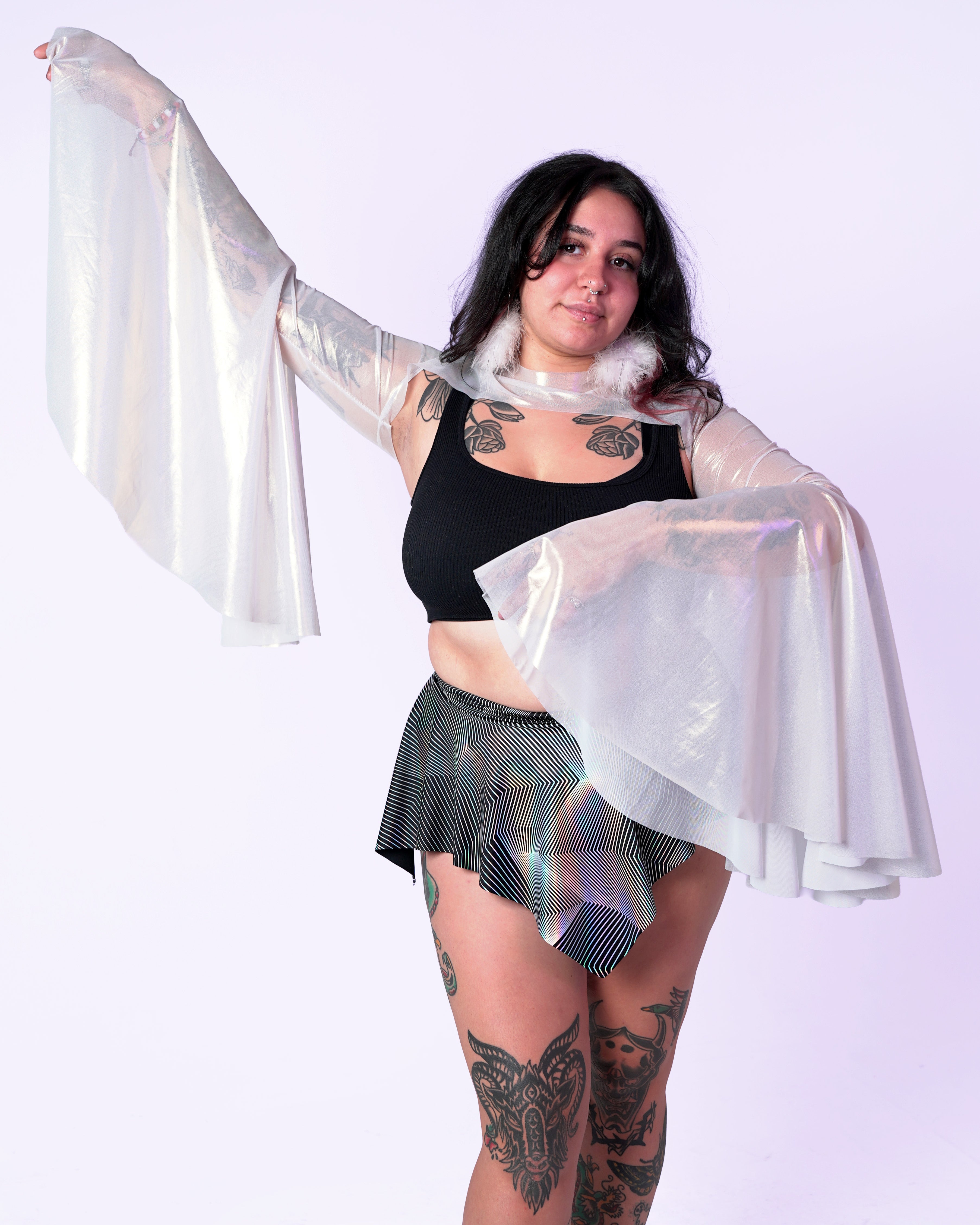 Stardust Mesh Bell Sleeve Shrug