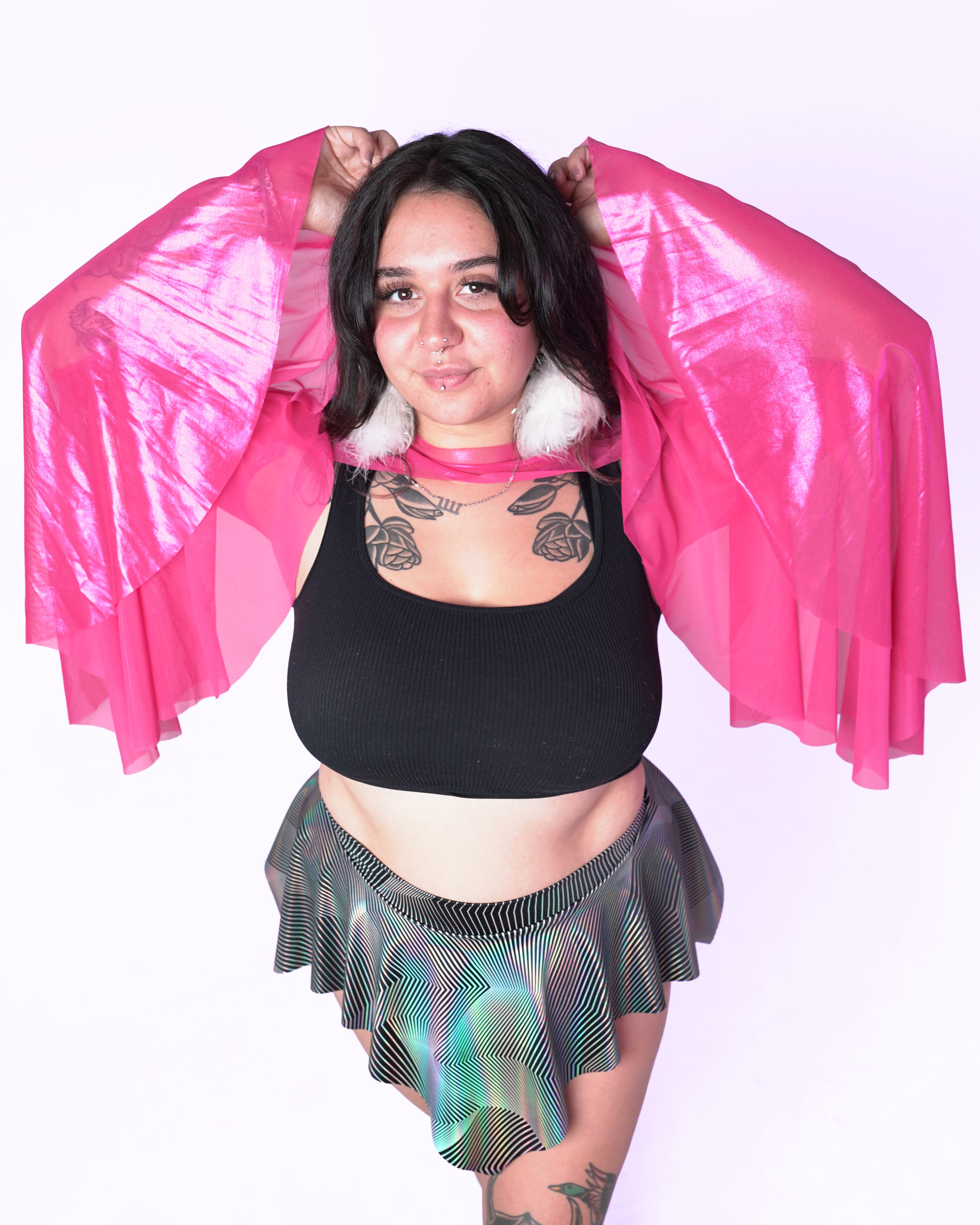 Stardust Mesh Bell Sleeve Shrug