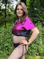 Starstruck Sequin Crop Top in Magenta & Navy
