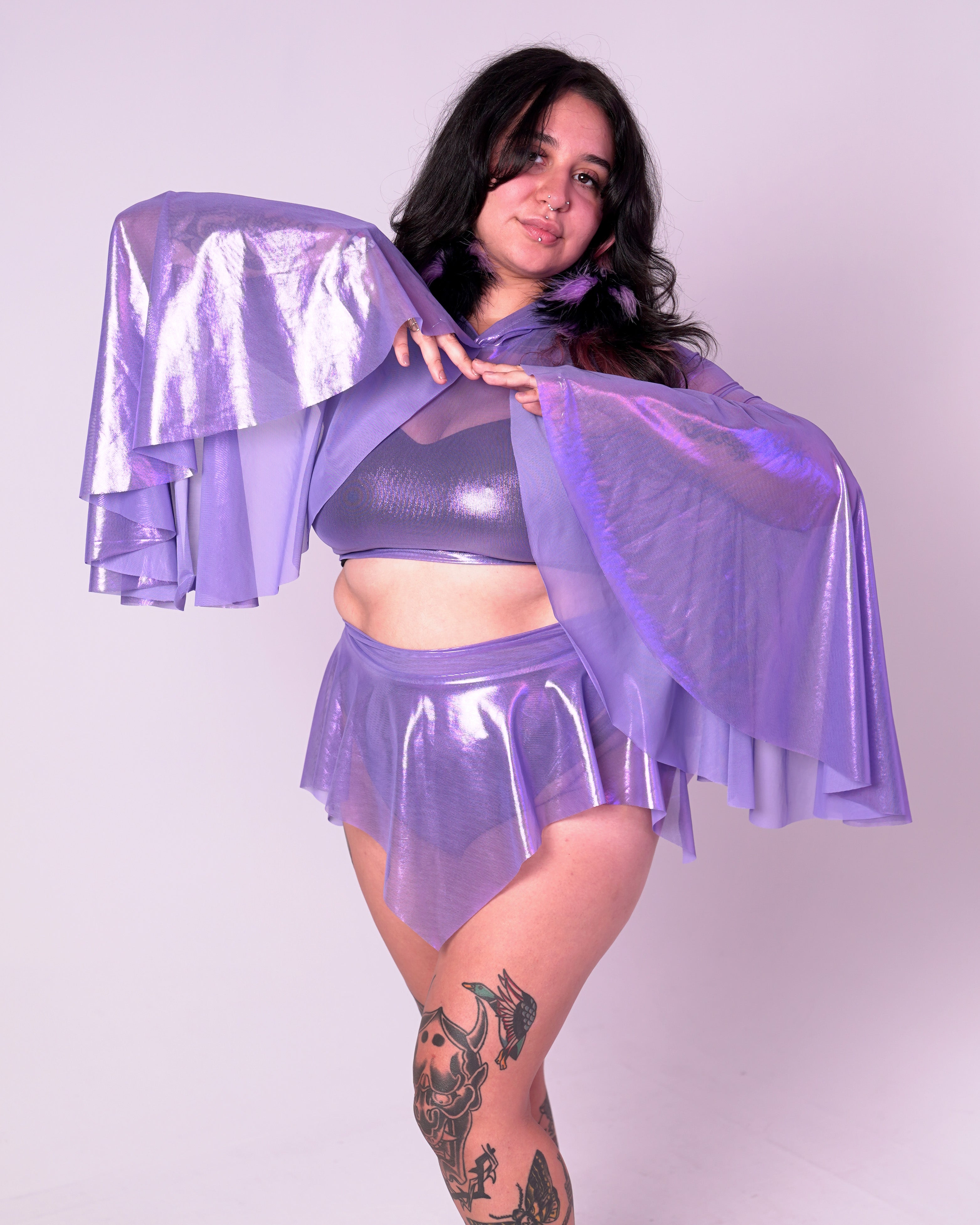 Stardust Hooded Mesh Crop-Top