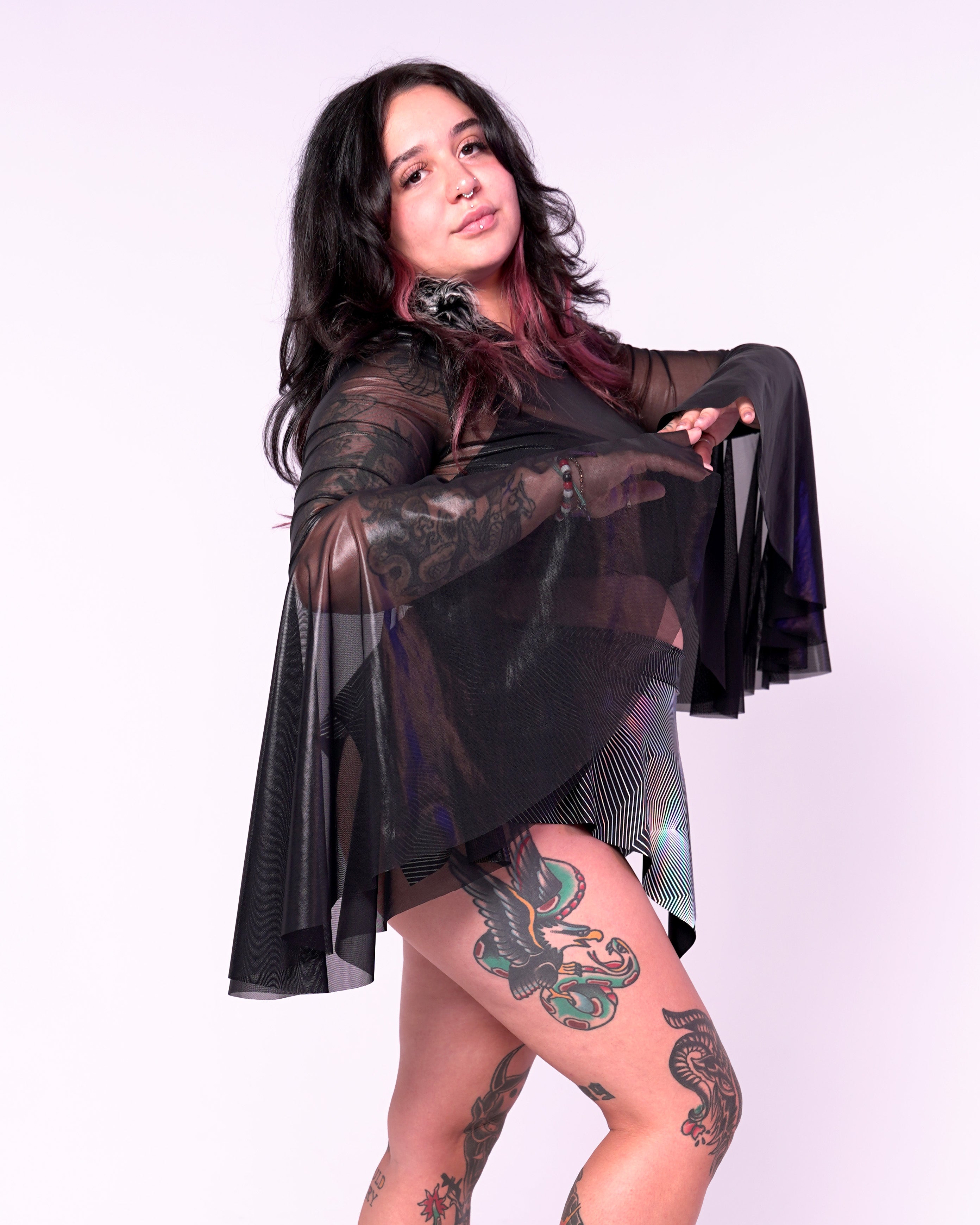 Stardust Hooded Mesh Crop-Top