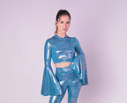 Moonbeam Hooded Bell Sleeve Crop Top