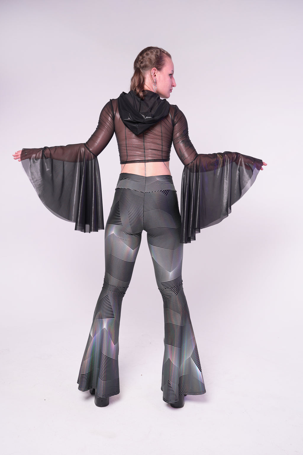 Stardust Hooded Mesh Crop-Top