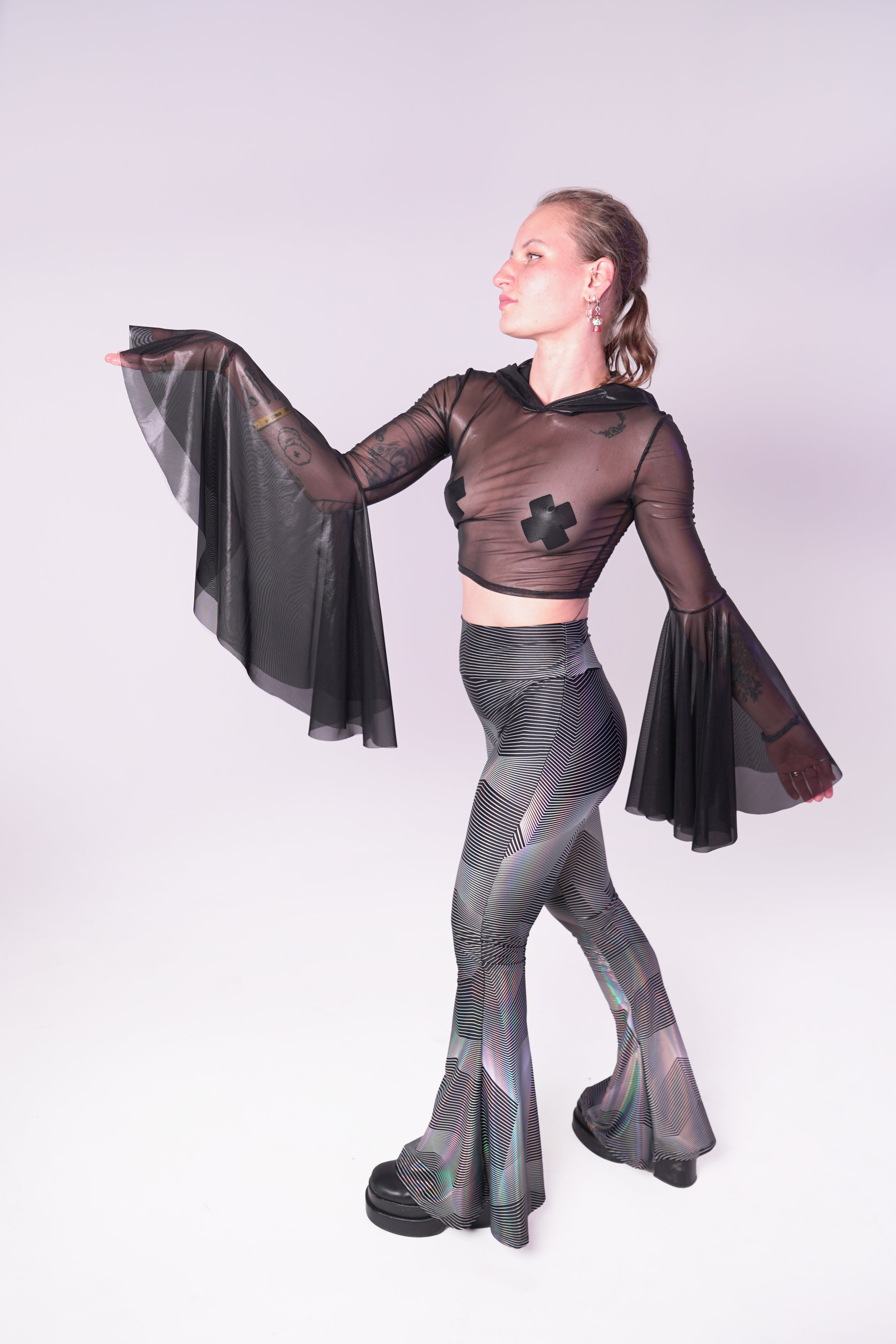 Stardust Hooded Mesh Crop-Top