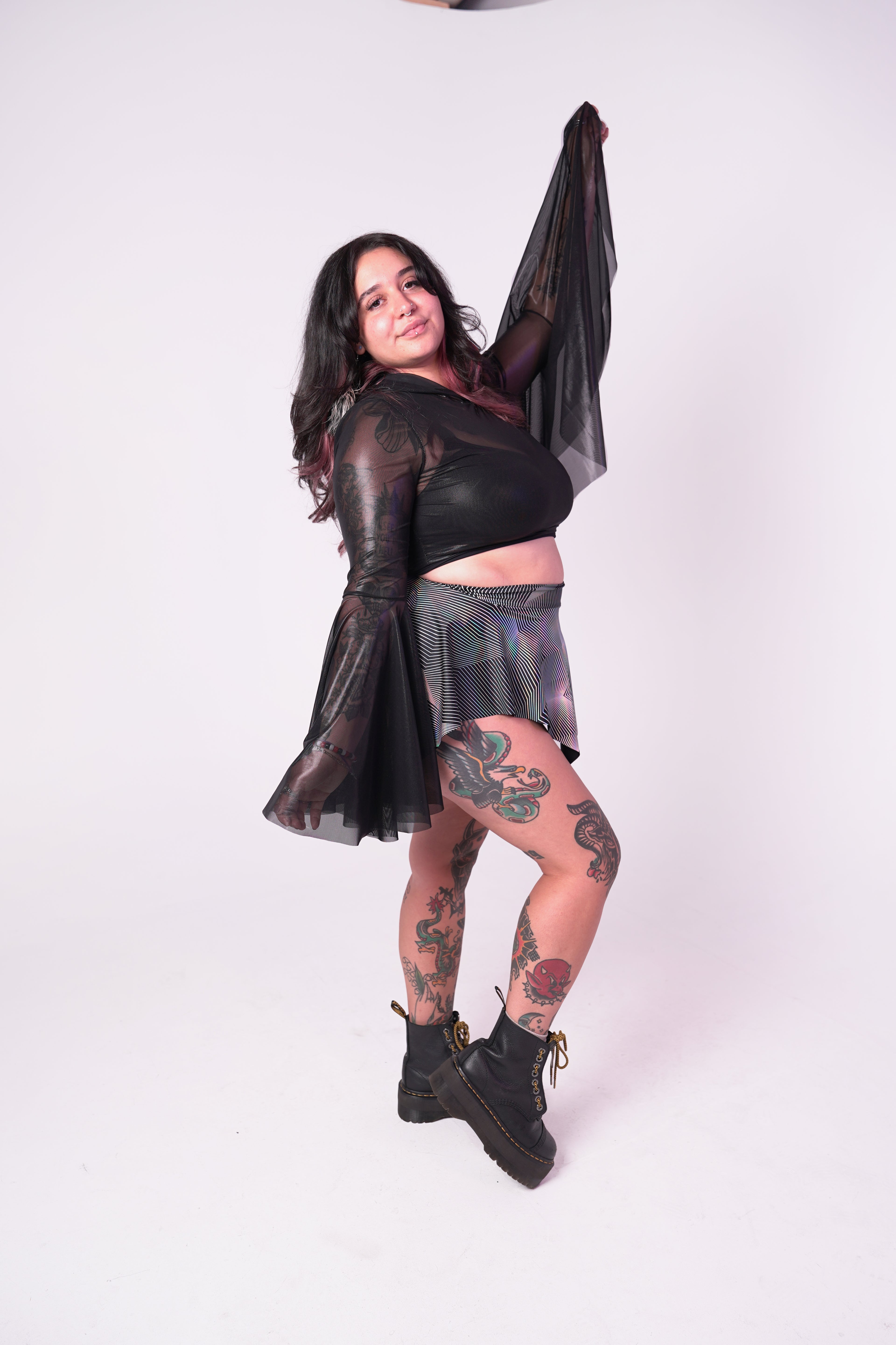Stardust Hooded Mesh Crop-Top