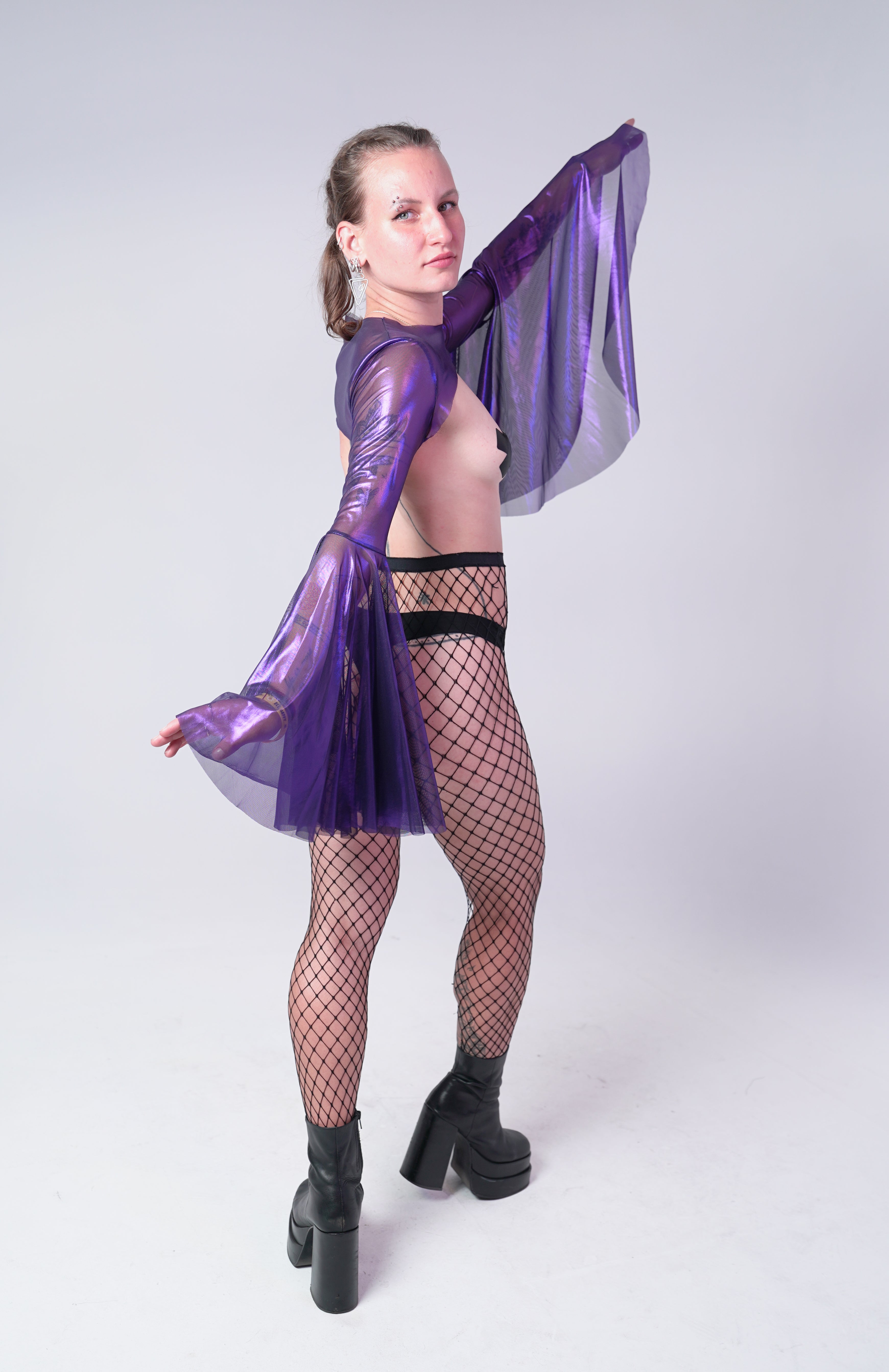 Stardust Mesh Bell Sleeve Shrug