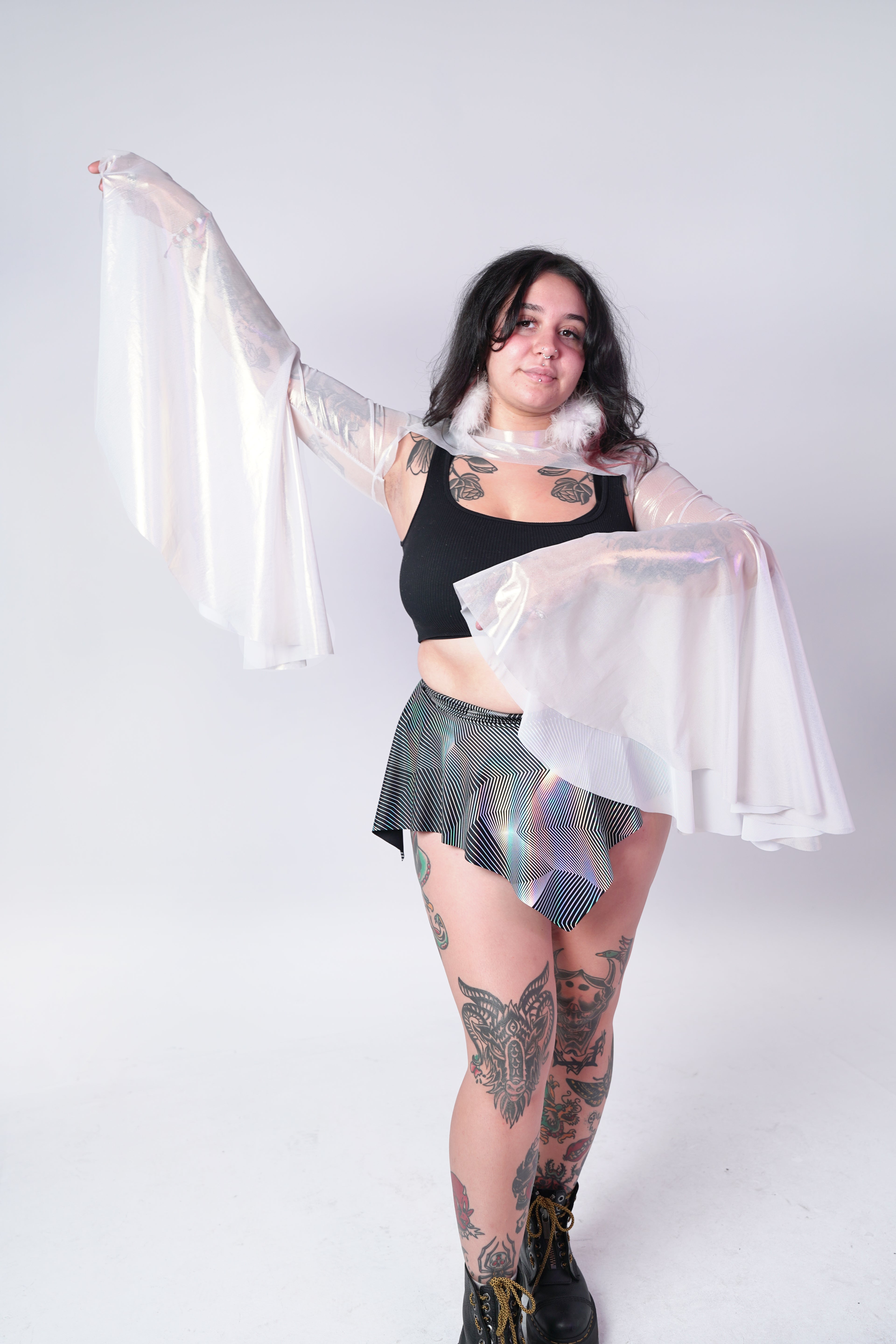 Stardust Mesh Bell Sleeve Shrug