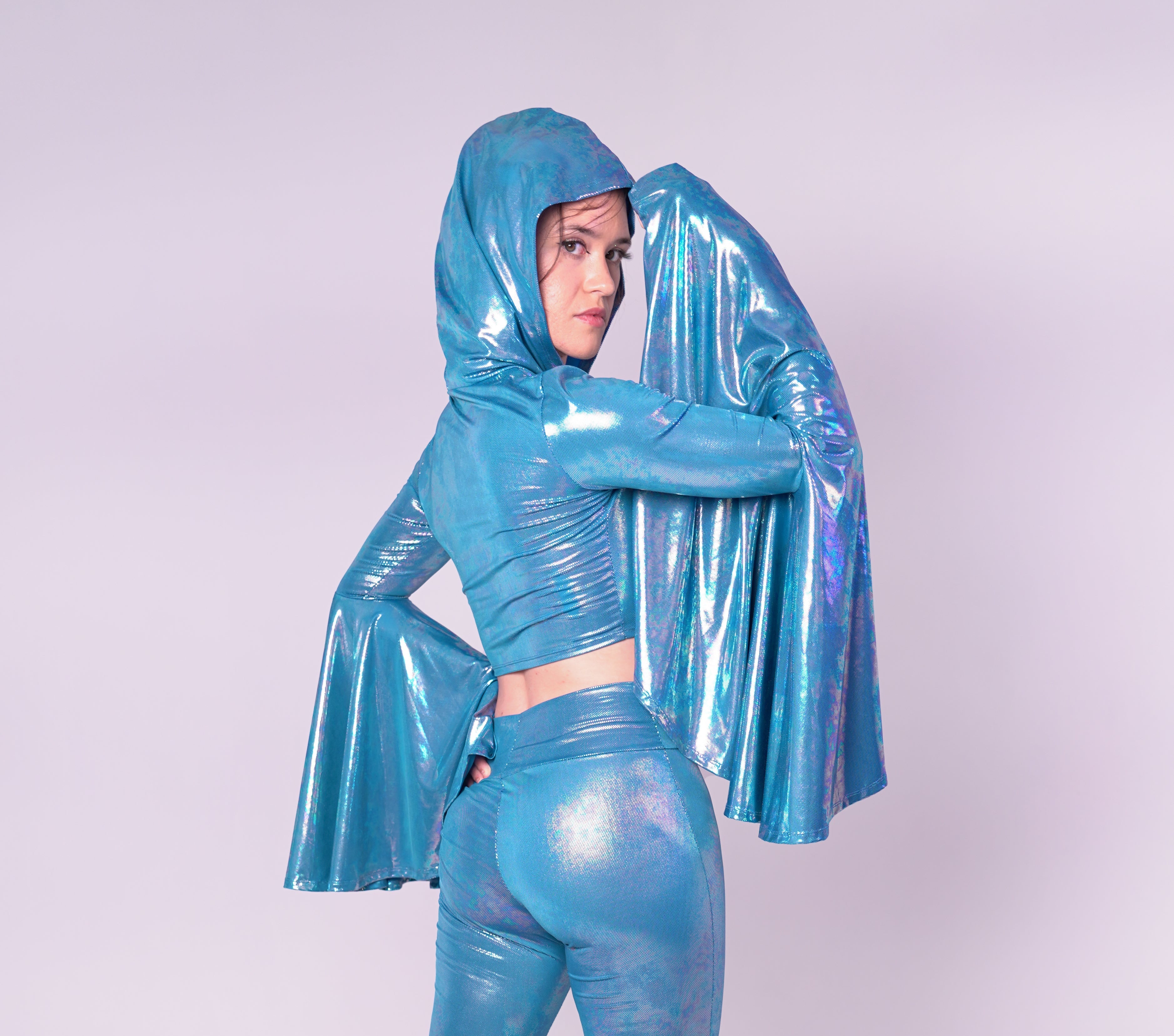 Moonbeam Hooded Bell Sleeve Crop Top