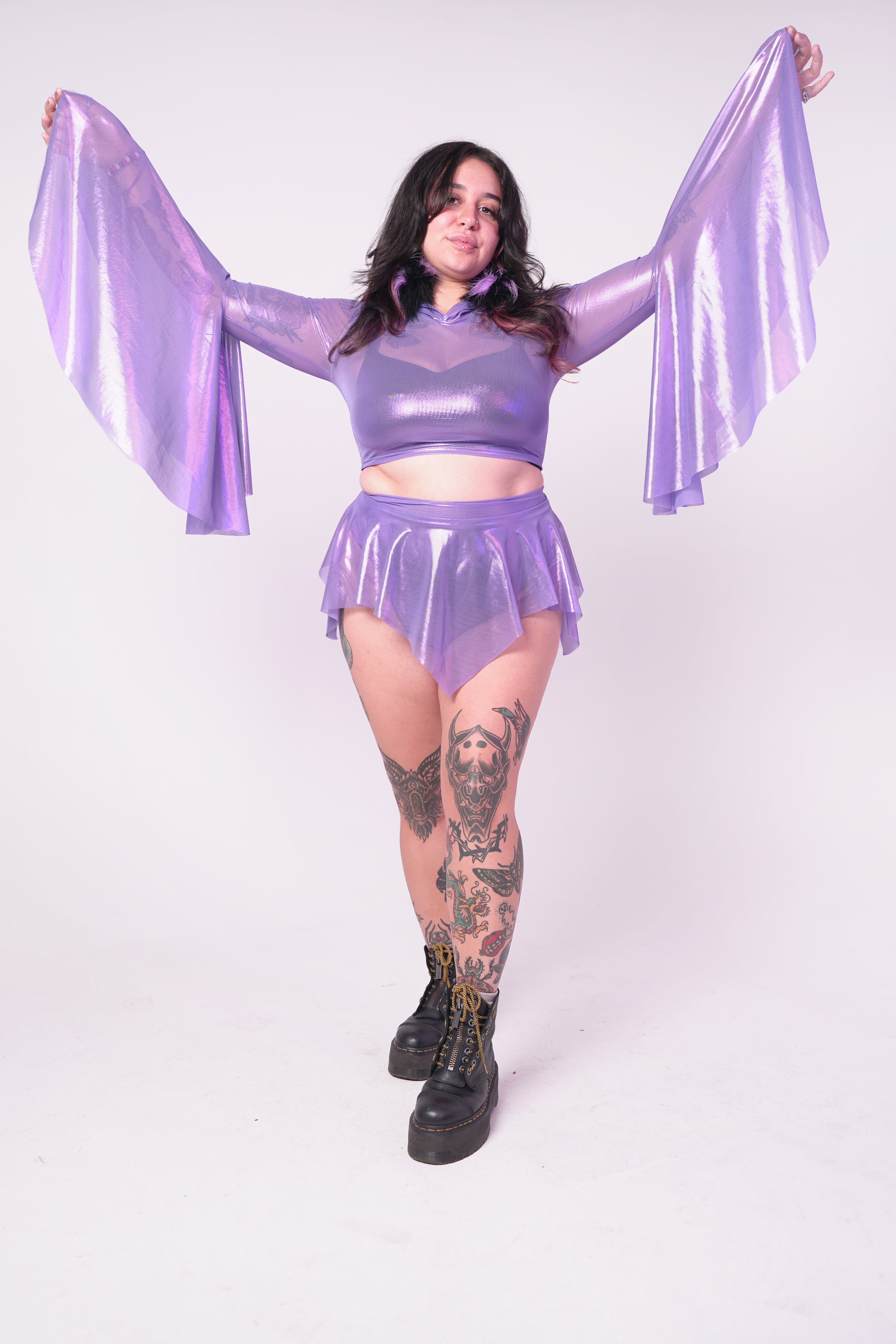 Stardust Hooded Mesh Crop-Top
