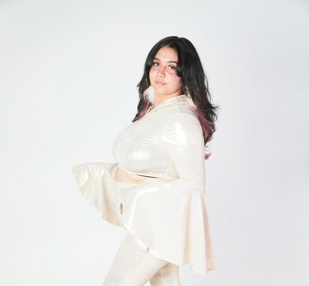 Sunbeam Hooded Bell Sleeve Crop Top