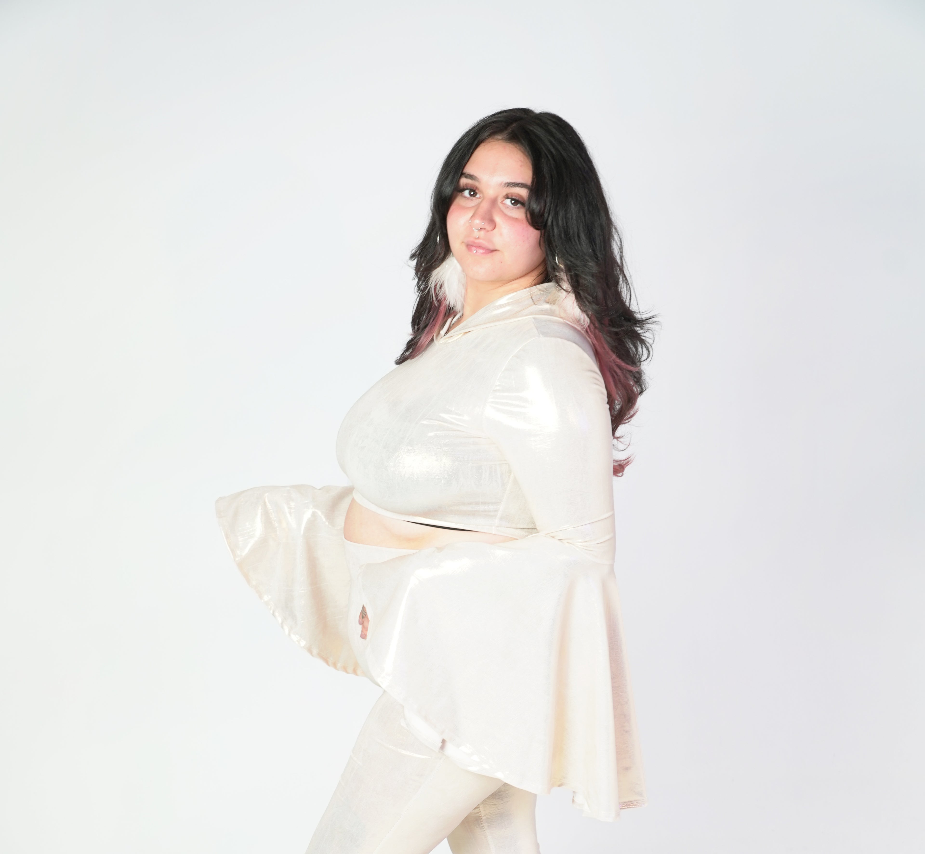 Sunbeam Hooded Bell Sleeve Crop Top