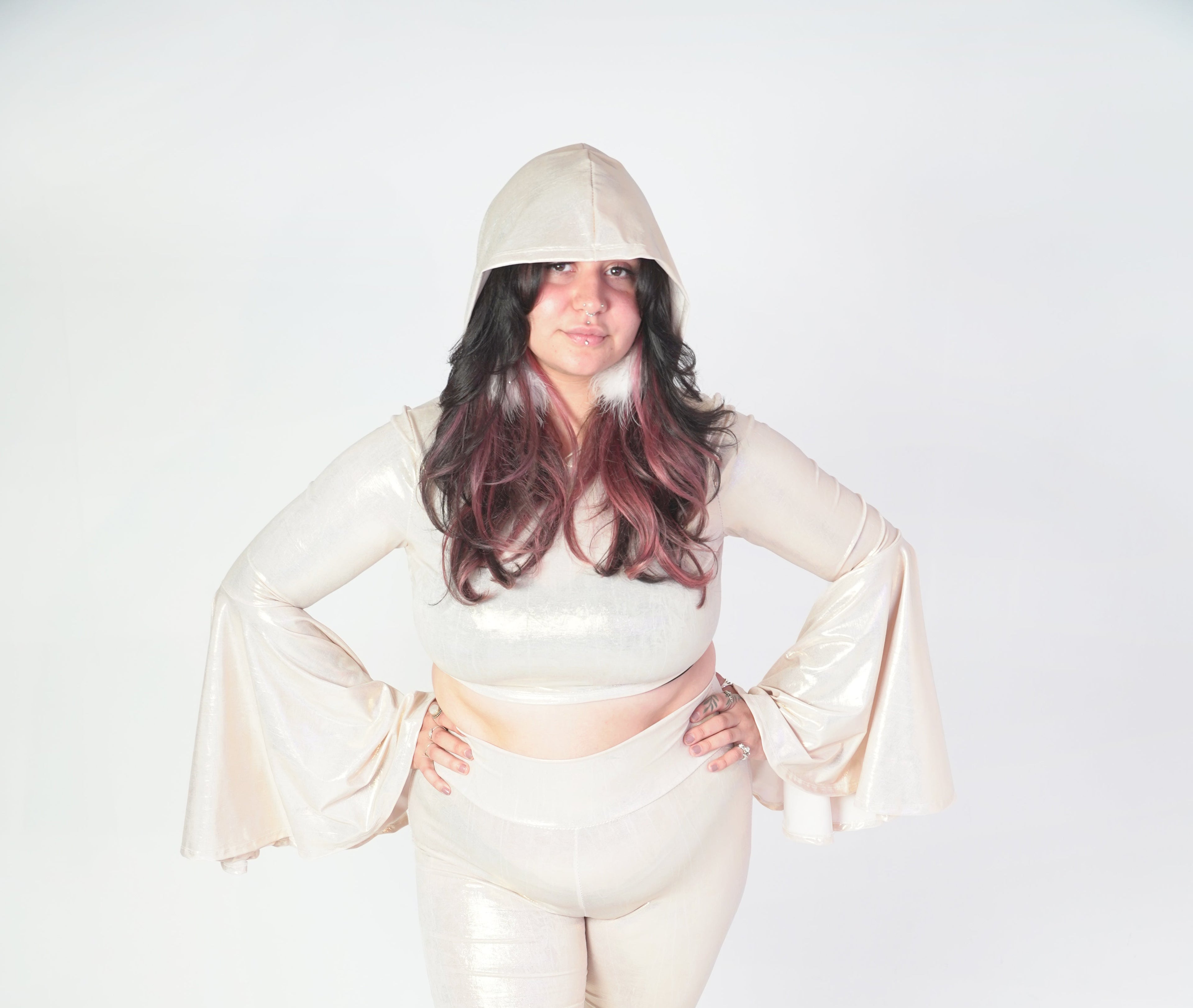 Sunbeam Hooded Bell Sleeve Crop Top