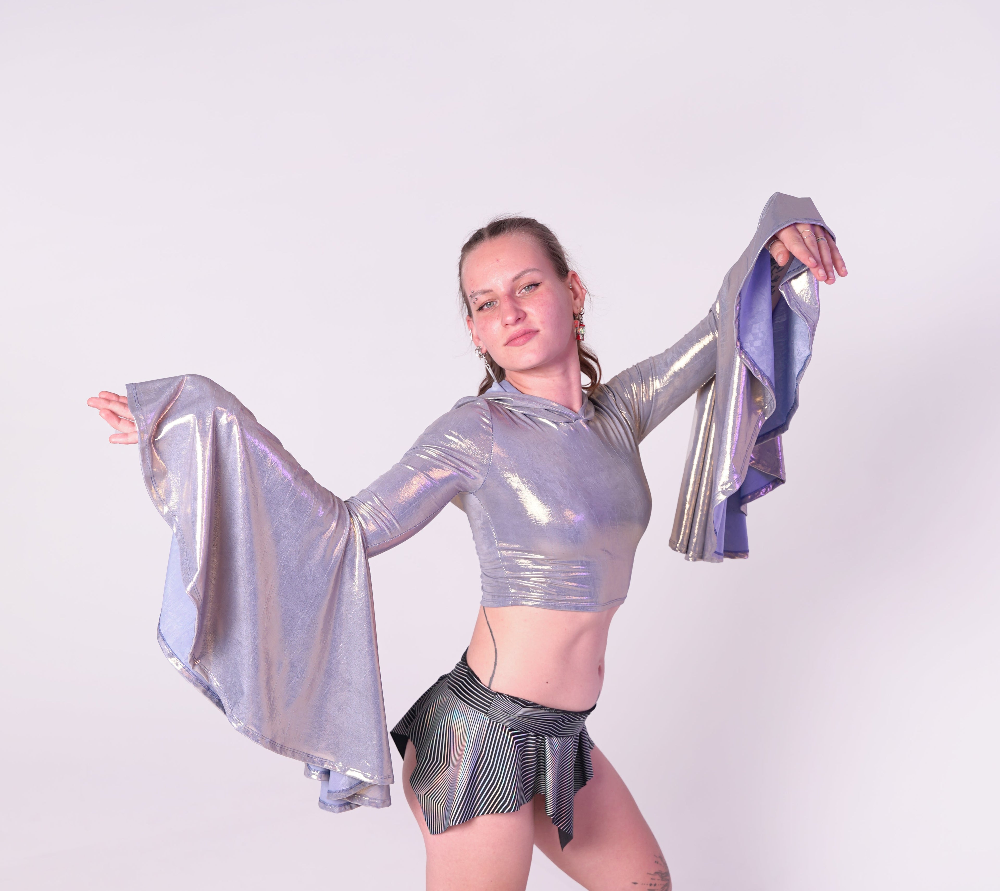 Sunbeam Hooded Bell Sleeve Crop Top